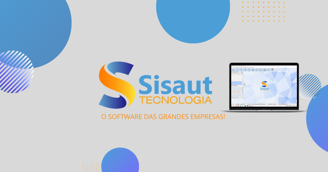 Logo da Sisaut Tecnologia ao lado de um notebook exibindo o SisControl ERP, com o slogan O software das grandes empresas